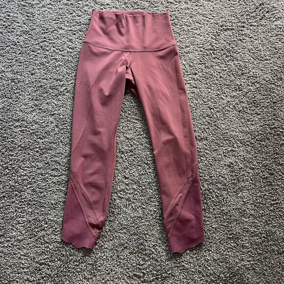 Lululemon Wunder Under Scalloped Hem High-Rise Crop 23" Luxtreme Blush Size 4 - Picture 1 of 8